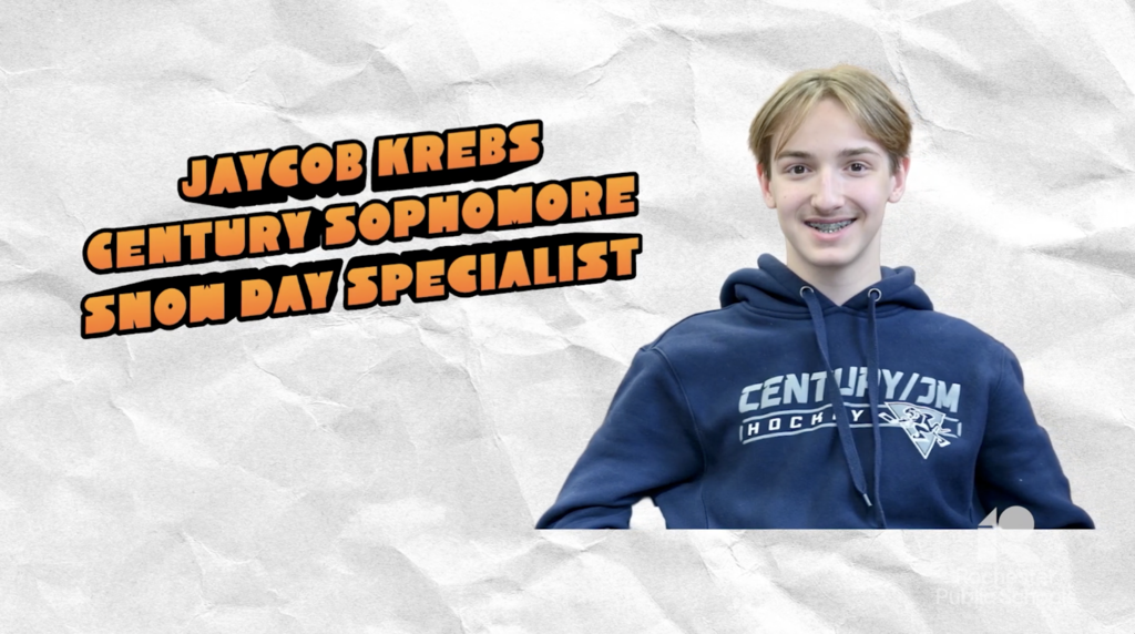 Jaycob Krebs Century Sophomore snow day specialist