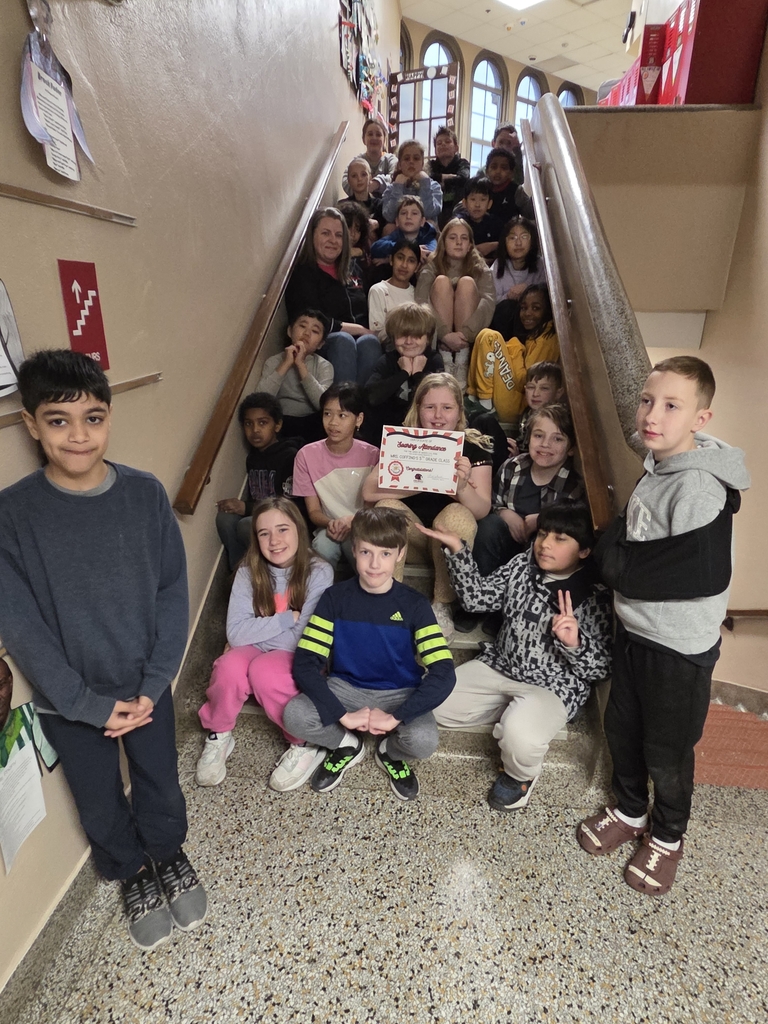 Mrs. Coffing's 5th graders with the SOARing Attendance award