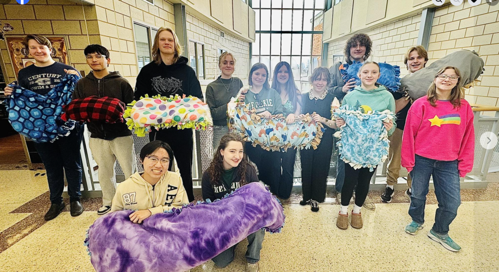 Apparel and Design Students and their pet blankets