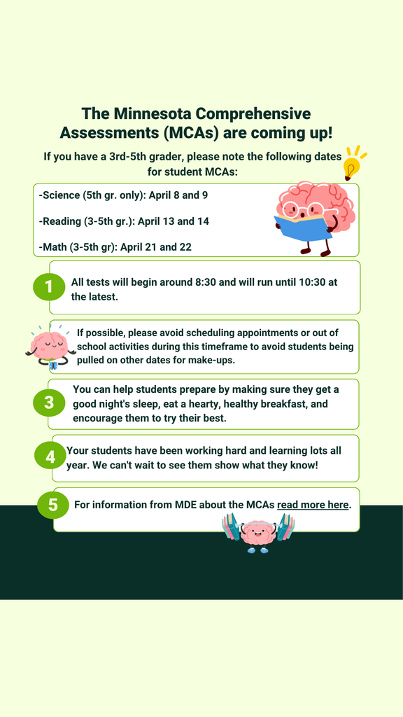 The Minnesota Comprehensive Assessments (MCAs) are coming up!