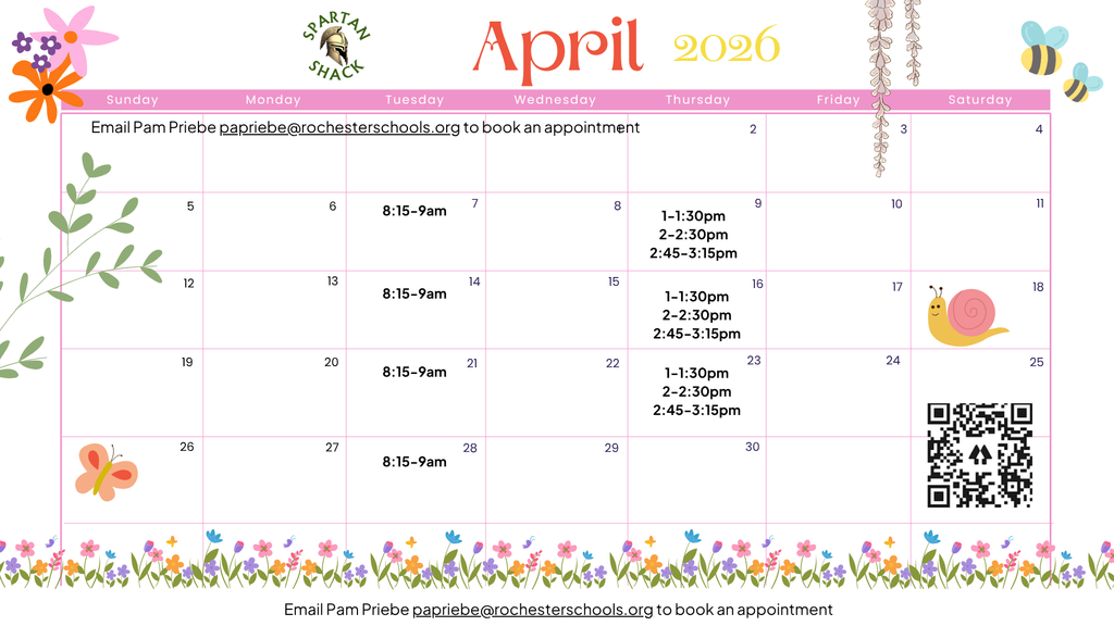 Spartan Shack hours for April