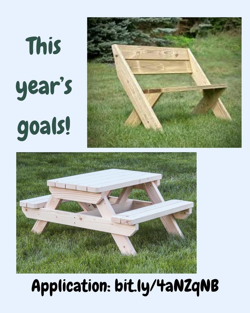 the goal is to make a bench and picnic table for the garden