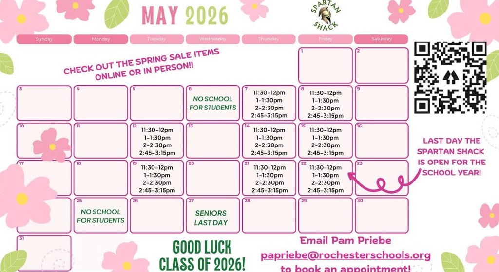 May Spartan Shack hours