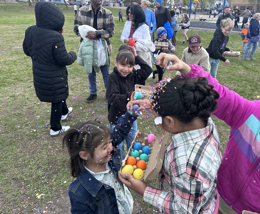 Children celebrating with confetti