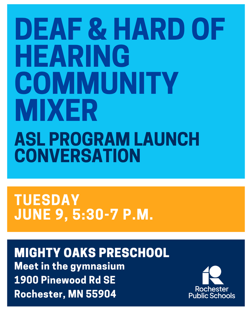 deaf & hard of hearing community mixer tuesday, june 9 from 5:30-7 p.m. at Mighty Oaks Preschool