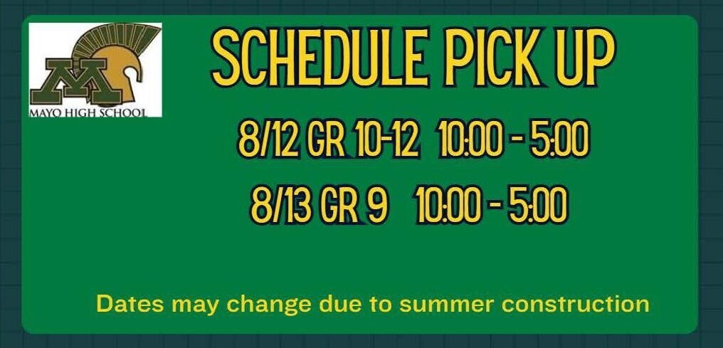 Schedule pick up dates SY 26-27