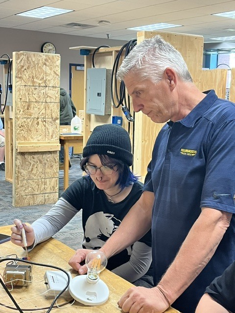 Evie Learning electrical to activate the light