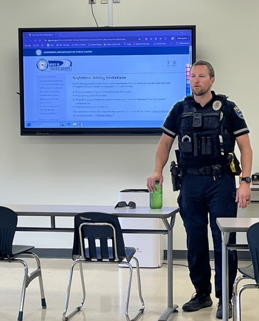 Officer Condon educating students from experience and facts