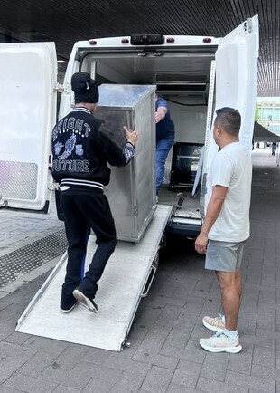 Rashawn unloading the van