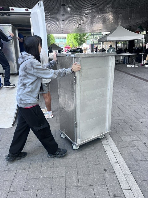 pushing food carts