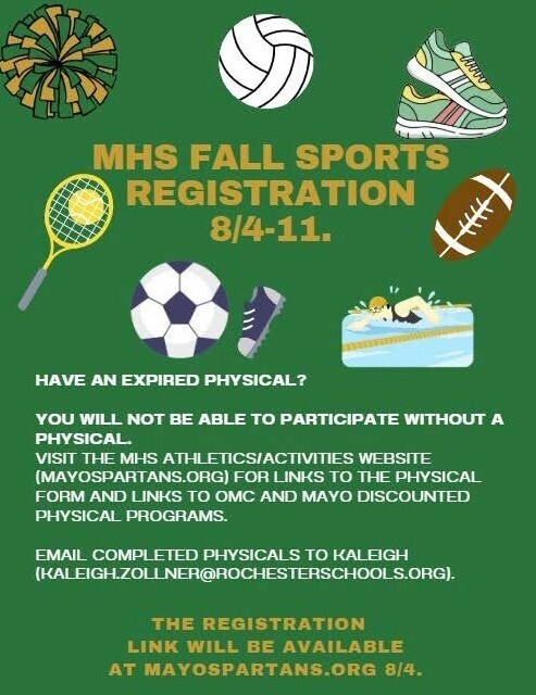 Fall sports registration flyer