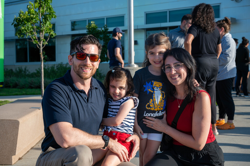 Longfellow family poses for the camera on the first day of school