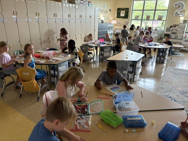 2nd grade students already into routines.  