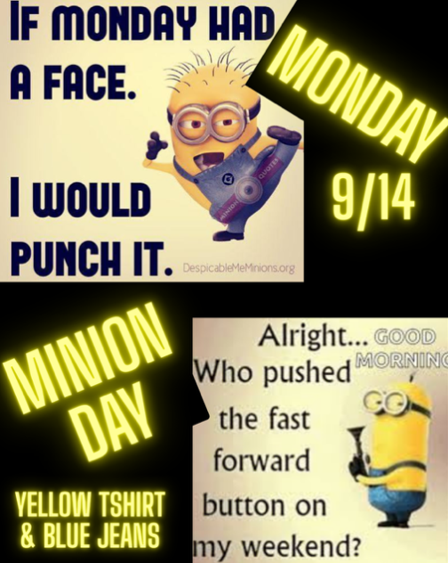 Monday Dress Up day for Homecoming week is Minion Day.