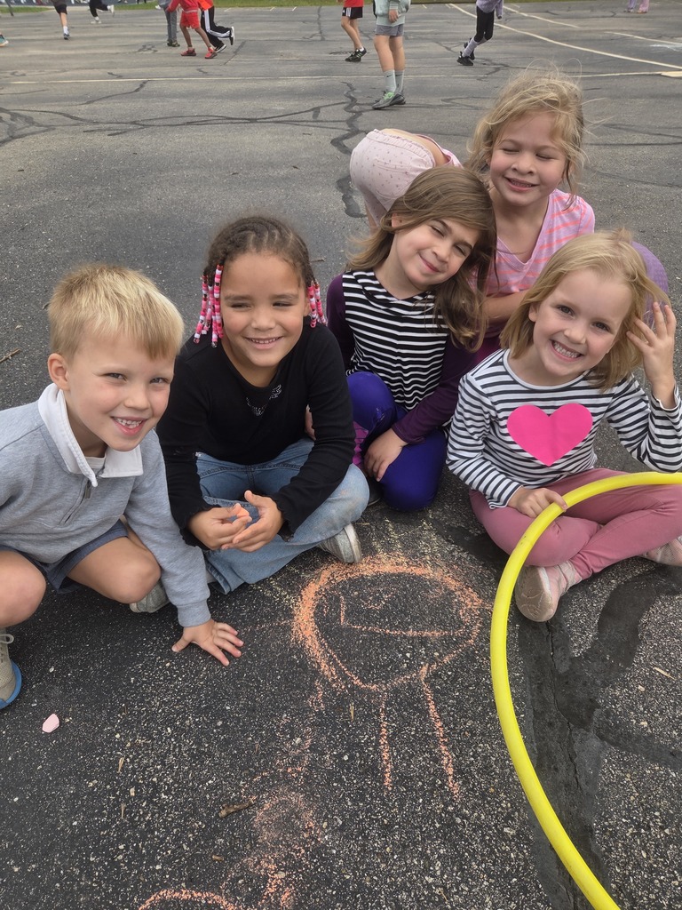 K artists with chalk art at recess
