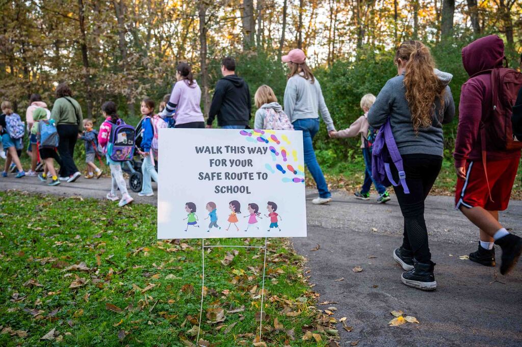 Students walking to school