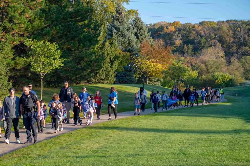 Students walking to school