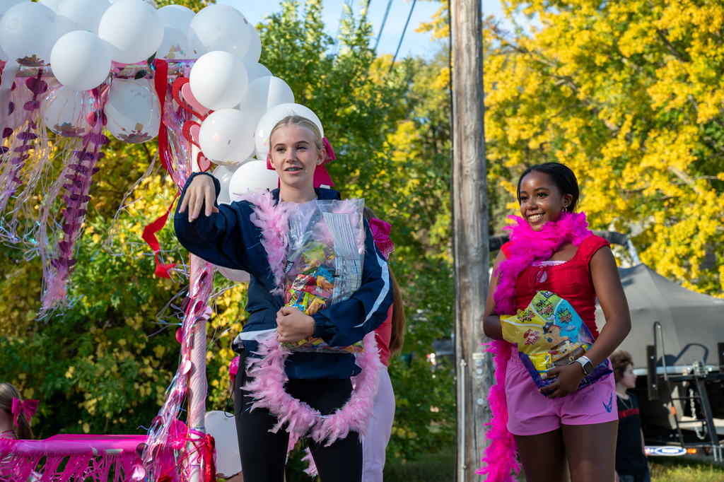 Students throwing candy