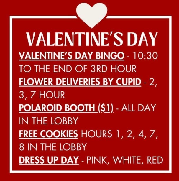 Valentines Day schedule