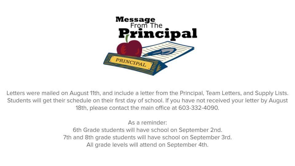 Message From The Principal - Summer Updates