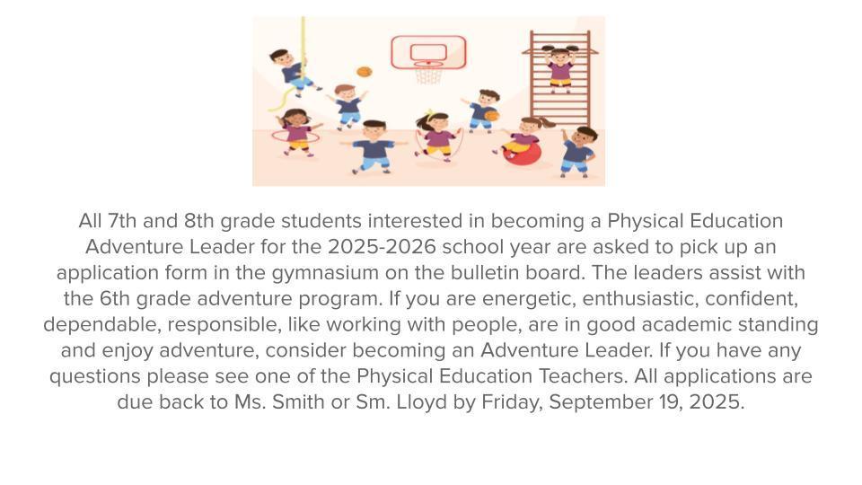 Adventure Leader Announcement 