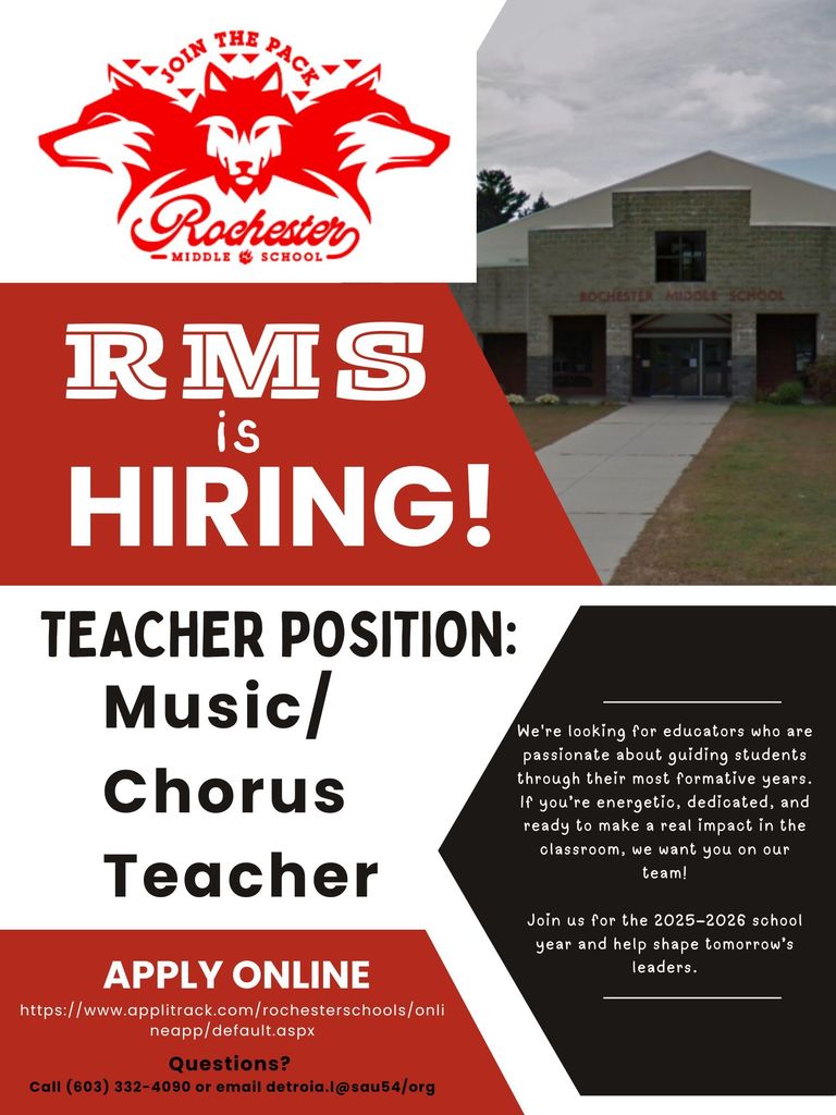 RMS is hiring a Music/Chorus Teacher! 
