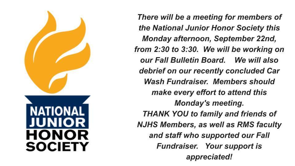 NJHS Announcement