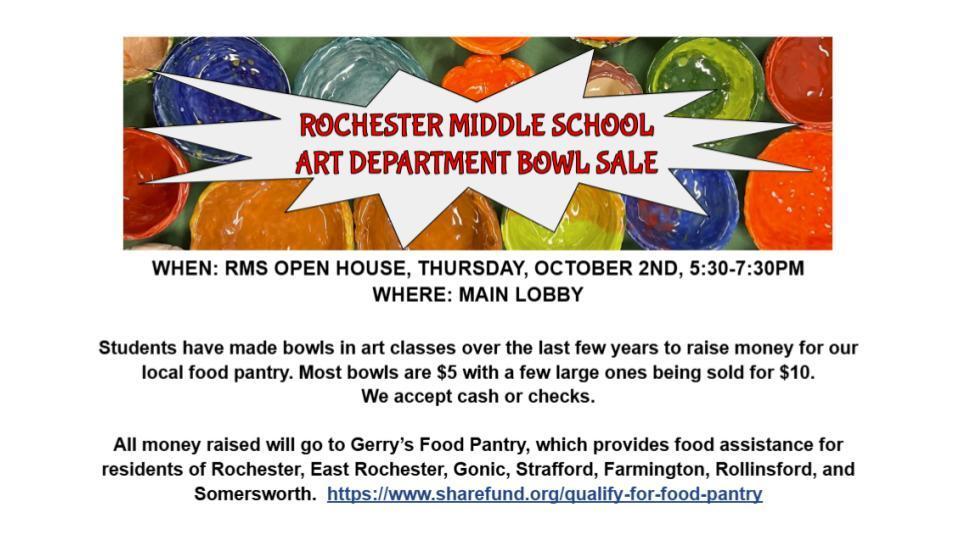 Bowl Fundraiser at Open House this Thursday!