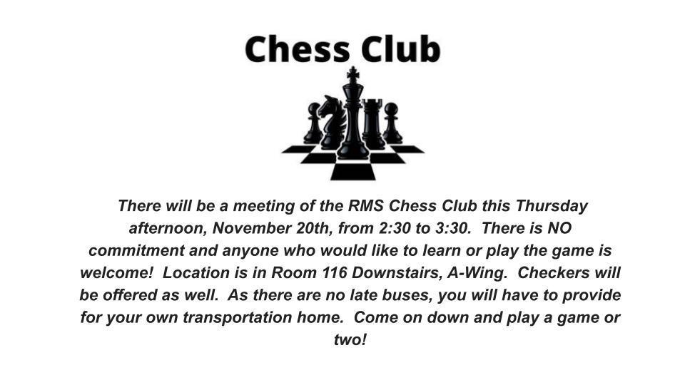 RMS Chess Club Announcement 