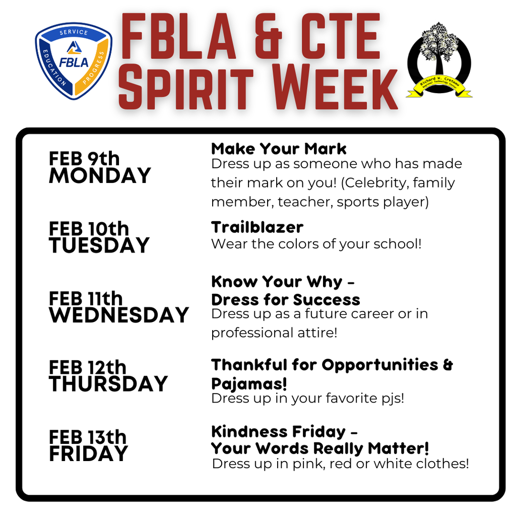 Spirit Week Schedule