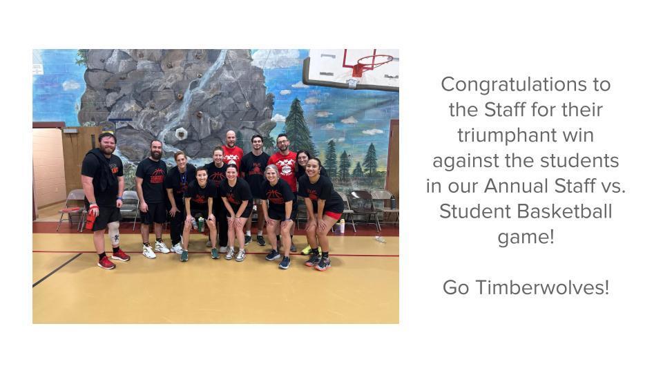 Staff vs. Student Basketball Game Winners! 