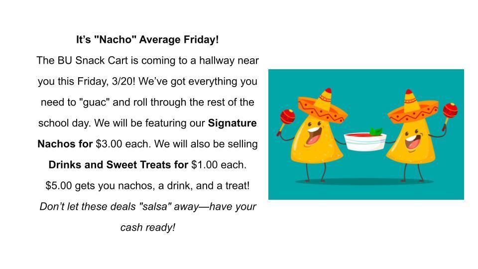 Boston University Snack Cart Fundraiser! 