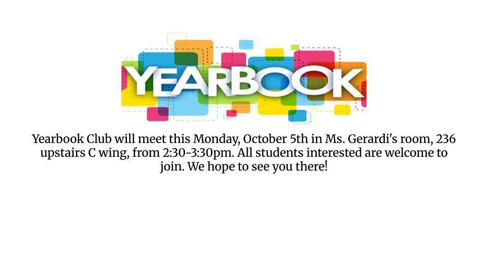 Yearbook Club Announcement