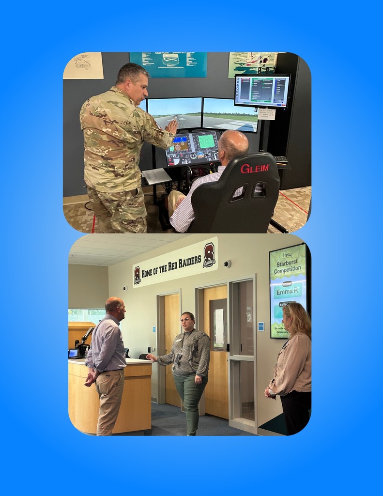 Collage of images showing a man in uniform at a flight simulator, a woman in a jacket at an entrance, and two individuals in an office.