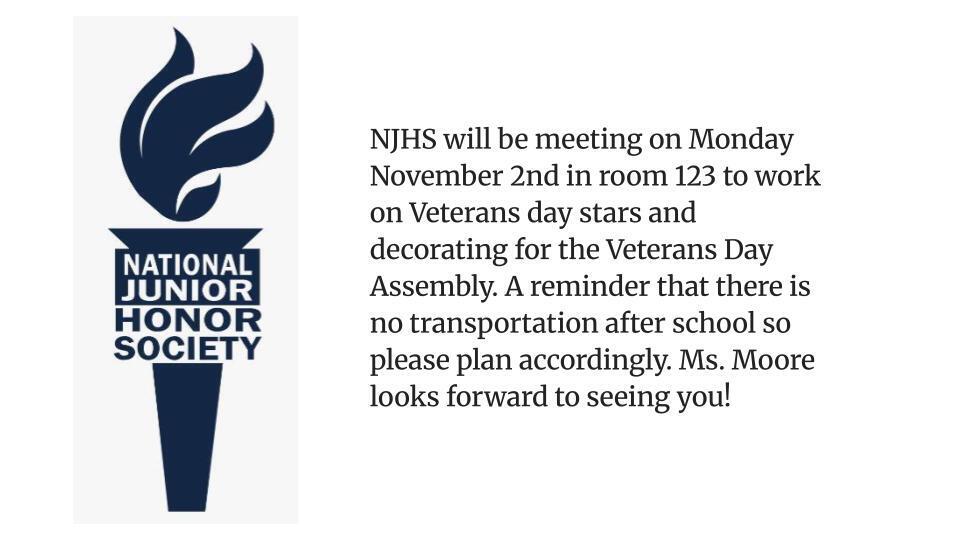 NJHS Announcement 