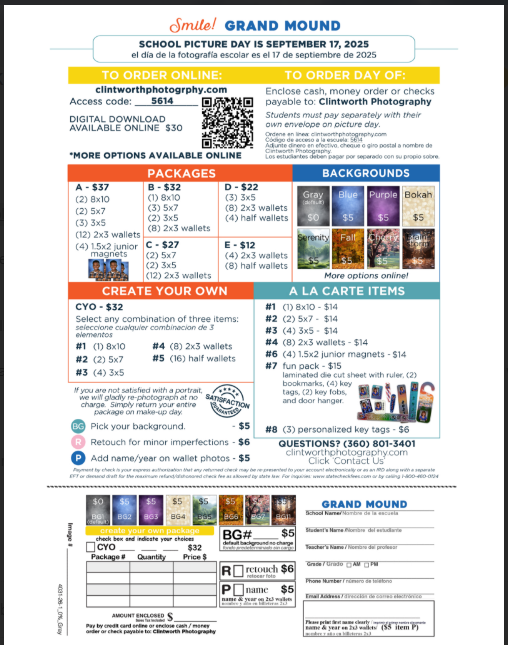 School Picture Order Form