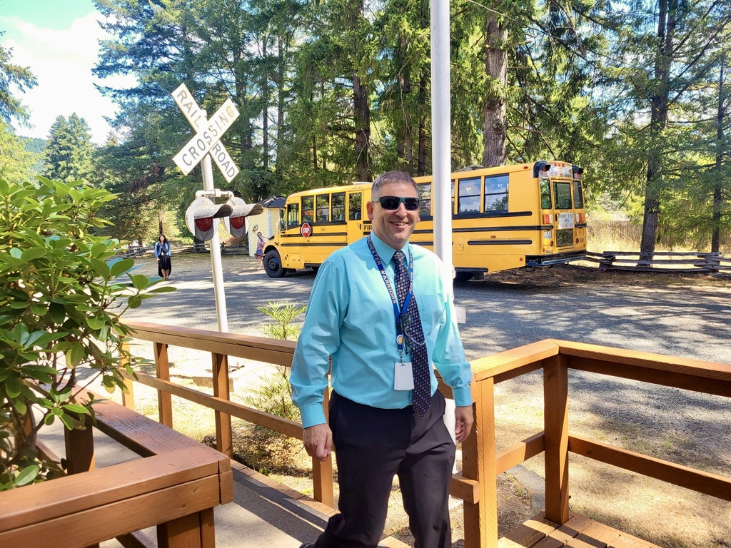 Mr. Black entering Gate School House