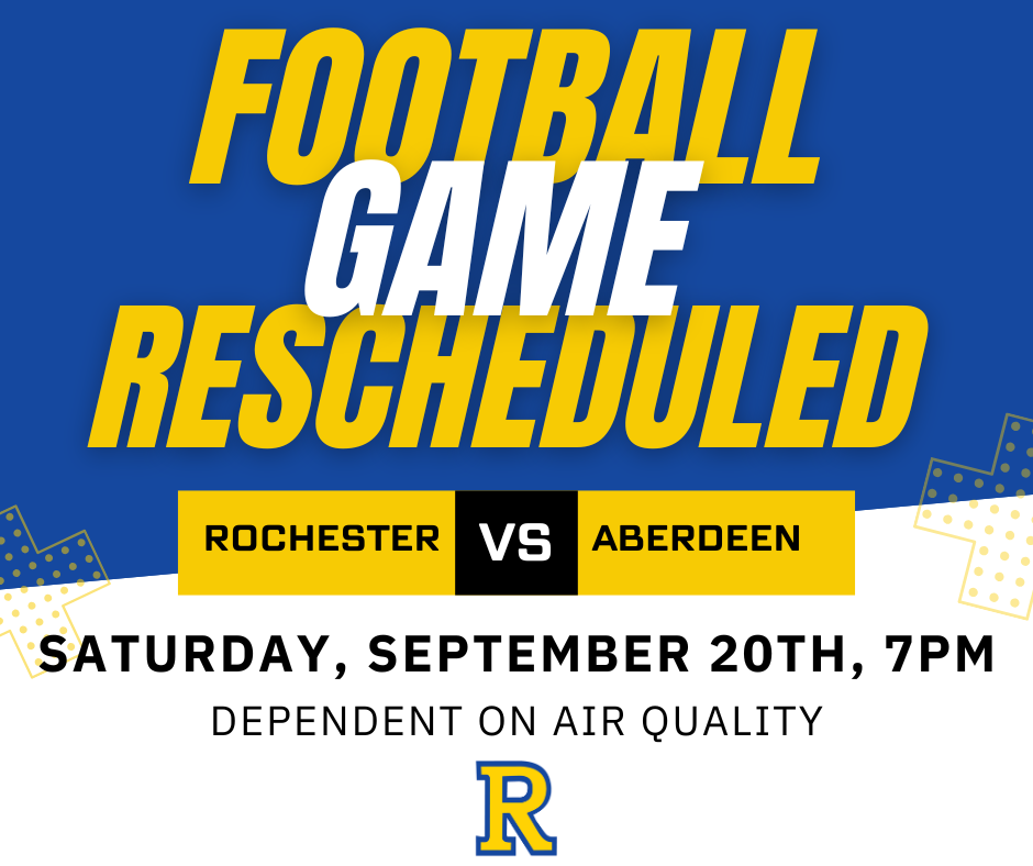 Football Game Rescheduled - Saturday, Sept. 20th, 7pm
