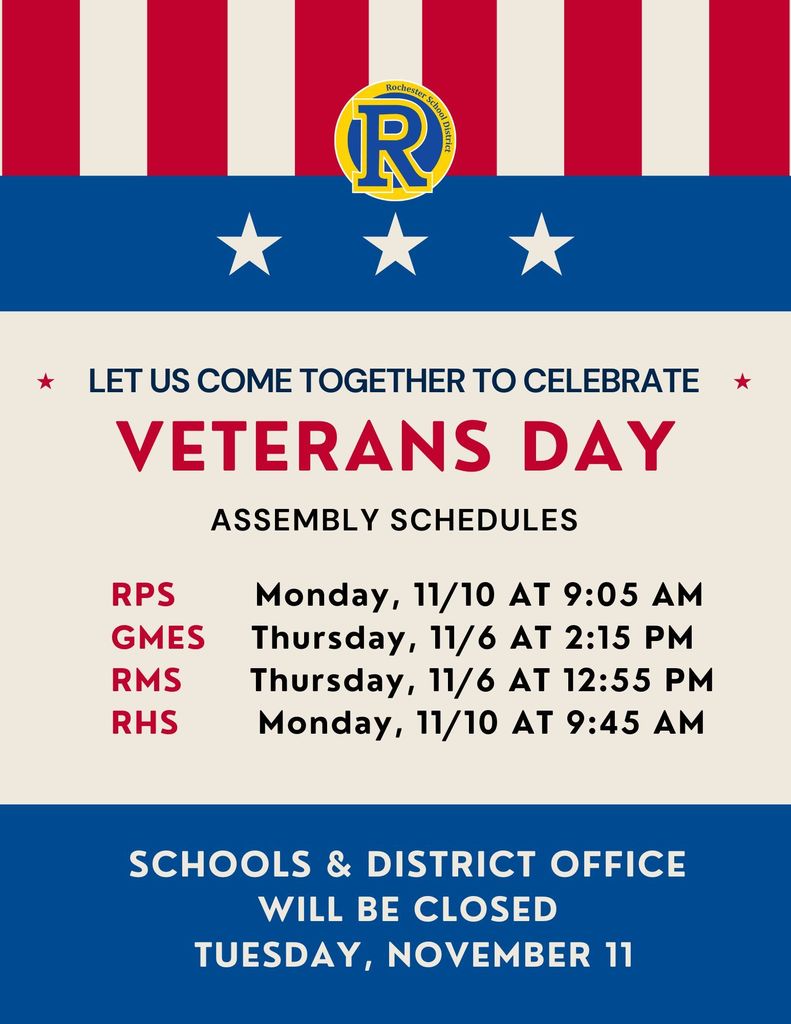 Veterans Day Assembly Schedules 