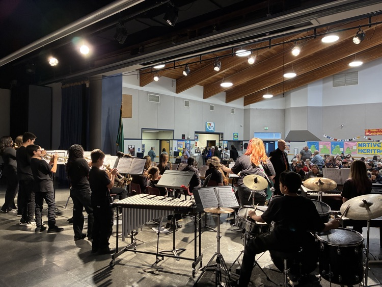 stage side view with the RMS Jazz band