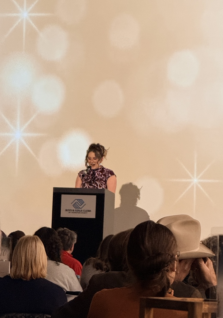 Hadley delivering her speech