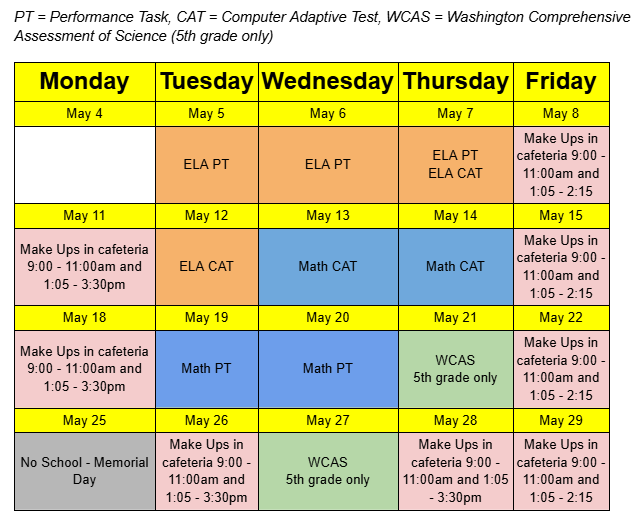 SBA Testing Schedule May 2026