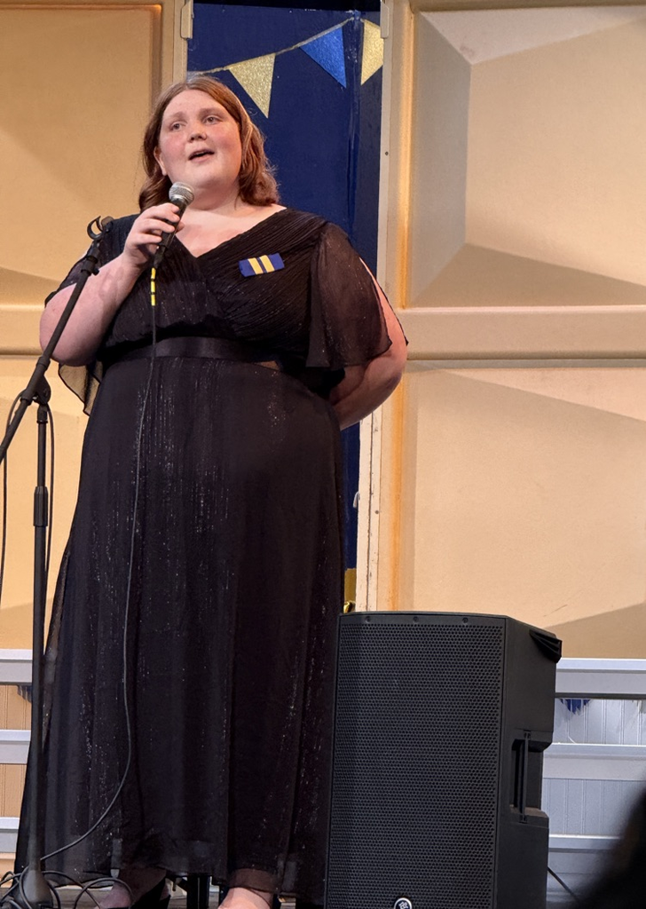 student singing
