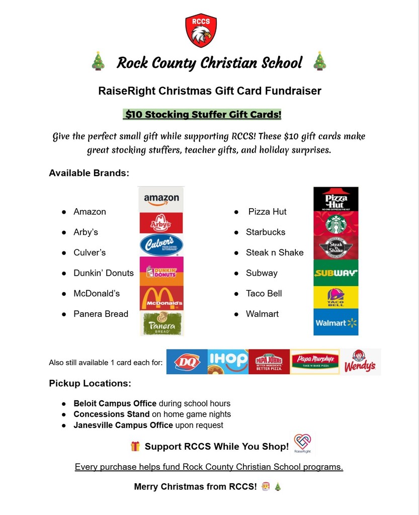 Rock County Christian School RaiseRight gift cards