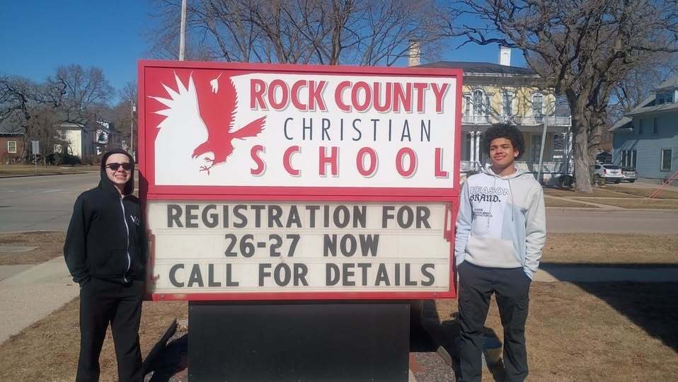 RCCS sign to invite famililes to enroll for next school year