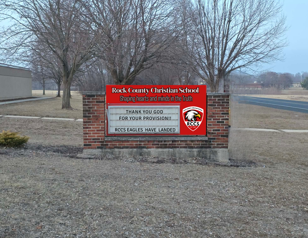 Rock County Christian School West Campus Road Sign