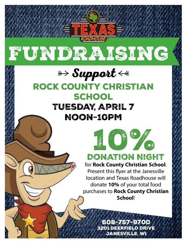 Rock County Christian School Texas Roadhouse Fundraiser