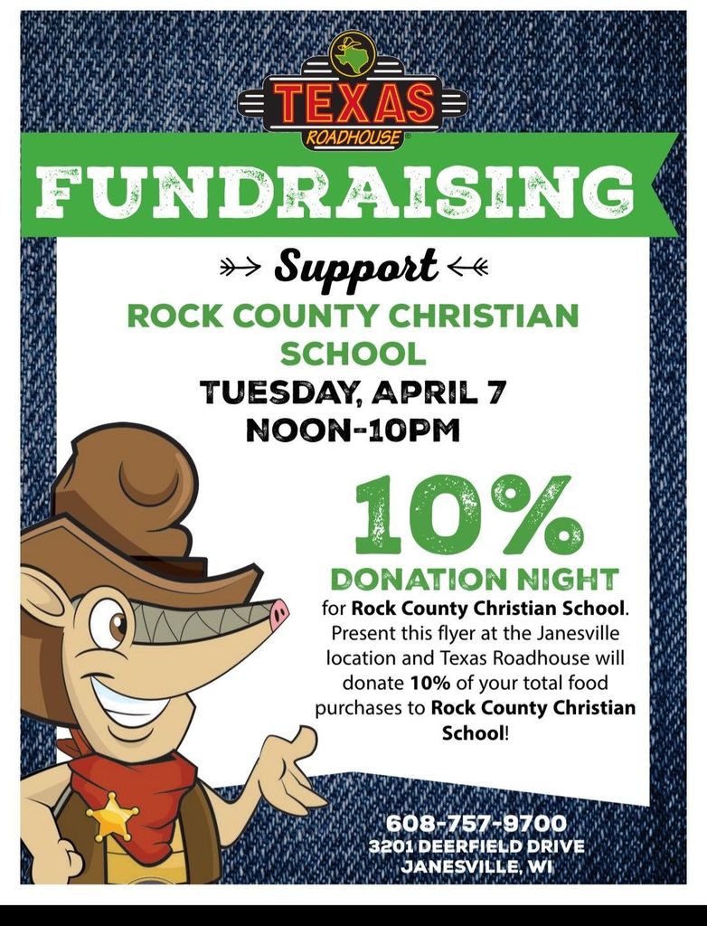 Rock County Christian School fundraising Texas Roadhouse 