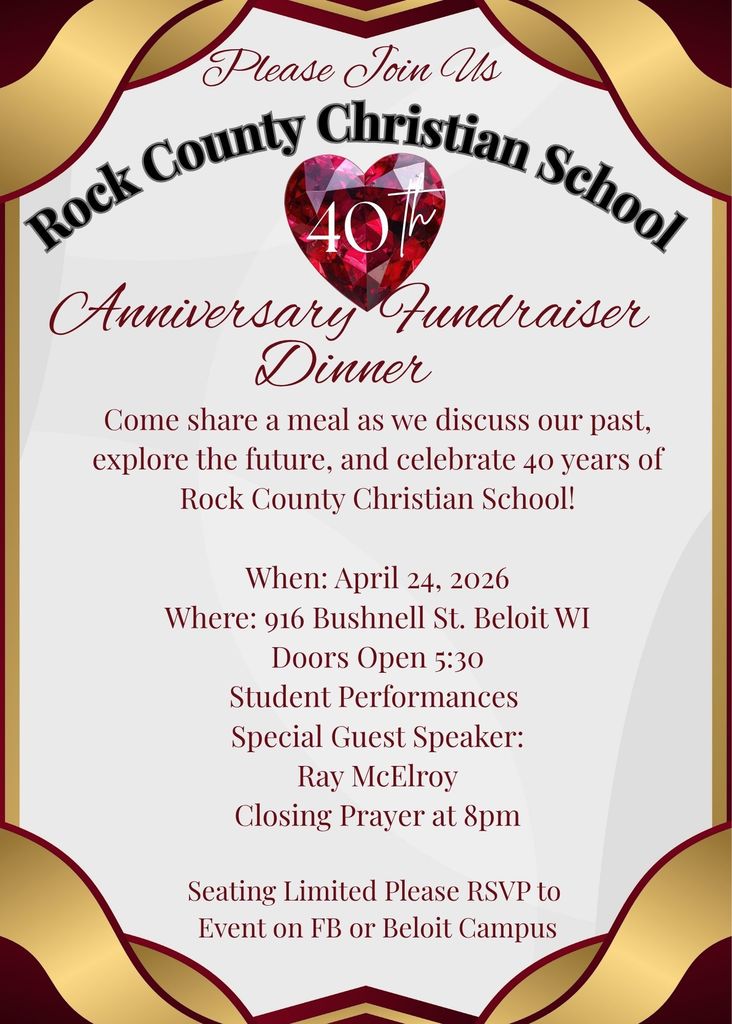 Rock County Christian School Invitation to annual fundraiser