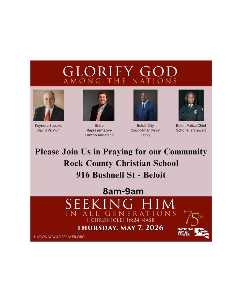 Rock County Christian School Flyer for National Day of Prayer